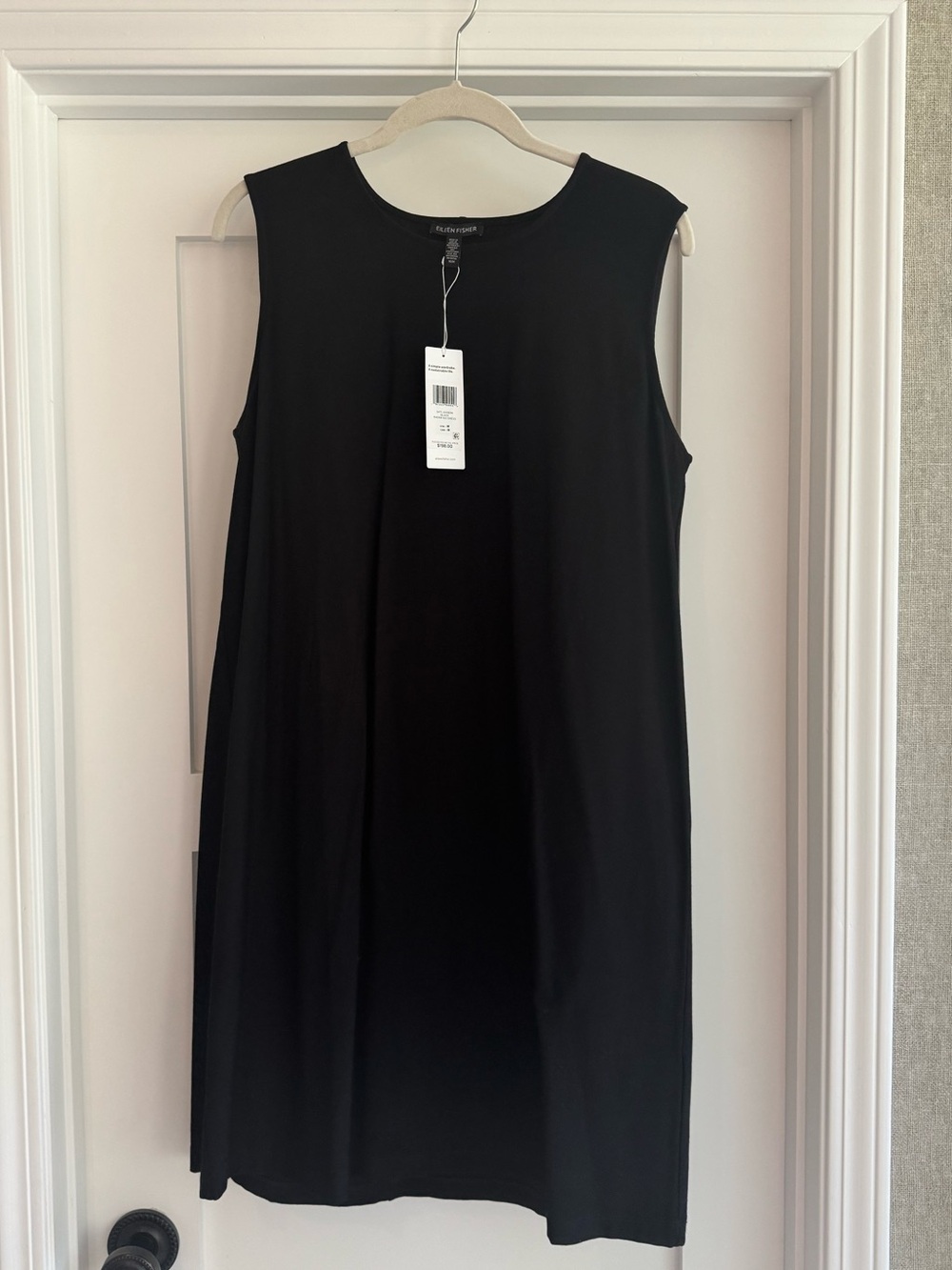 Eileen Fisher Sleeveless Black Shift Dress - Minimal Silhouette, size medium
